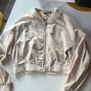 Satin-y feel Cream bomber jacket